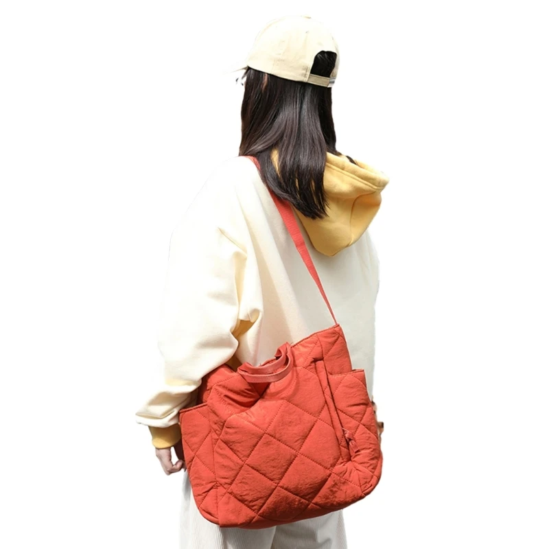 Bag Quilted Handbag Shoulder Bag for Girl Women Versatile Bag Puffer Bag Crossbody Bag Solid Color Tote Bag image 2