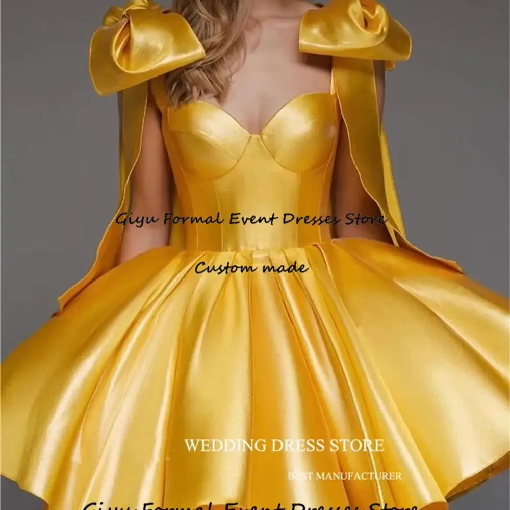 

Giyu A-line Bow Prom Dress Mini-Length Above Knee Sweetheart Collar Birthday Party Dress Sleeveless Cocktail Dress Summer Dress