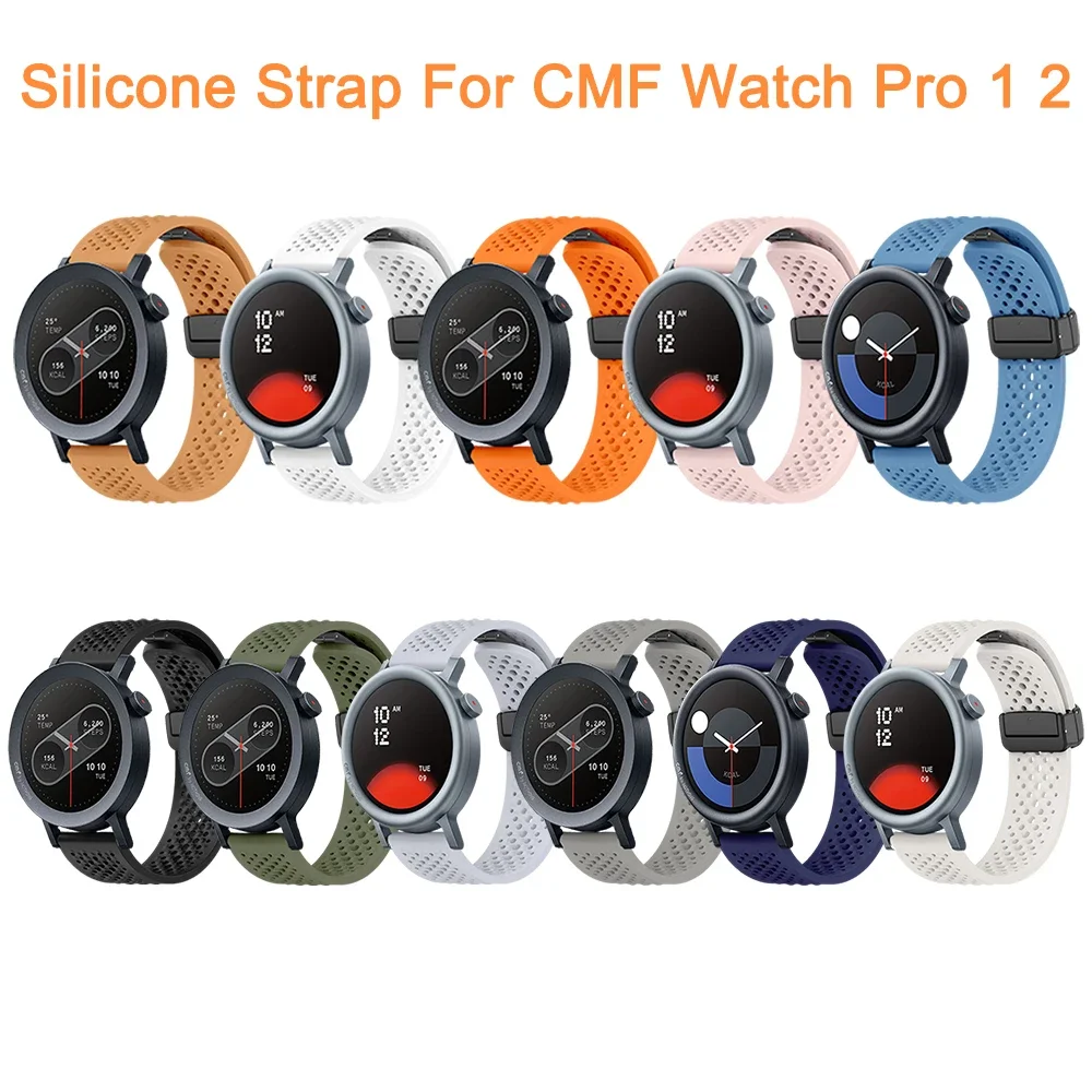 Ремешок для часов 22 мм для CMF Watch Pro 2, силиконовый ремешок с магнитной пряжкой, аксессуары для CMF Watch Pro 2 1, 22 мм, мужской и женский сменный ремешок