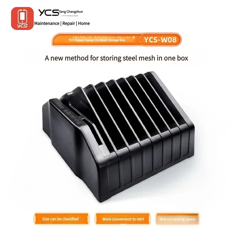 YCS Planting Tin Mesh Storage Box Multiple Slots for Phone Repair Stencil Mesh Steel Net Tool Kit Sorting Organize Plastic Case