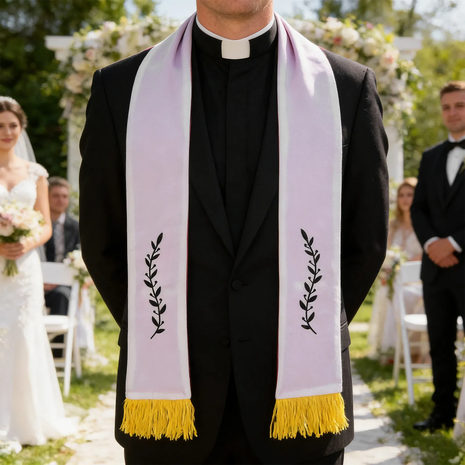 

Церковная свадебная мантия священника, вышитая шаль с крестом, двусторонняя, с кистями, для пастора, для религиозных церемоний, с вышивкой