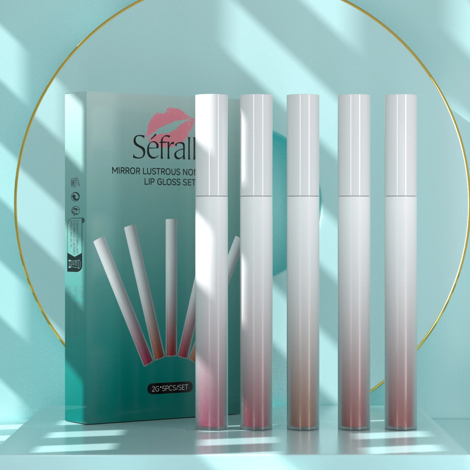 Séfralls MIRROR LUSTROUS NON-STICKY LIP GLOSS SET 2G*5PCS/SET Soft and silky, No-Sticky Gloss, Clear Lip Gloss