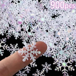 300pcs/bag 2cm Christmas Snowflakes Confetti Artificial Fake Snowflake Patch Xmas Tree Ornaments for Home Party Decor Supplies