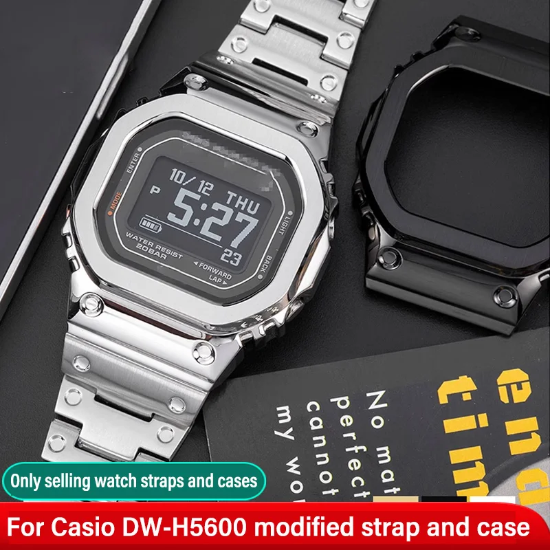 

Solid stainless steel strap Bezel case bracelet For Casio G-SHOCK DW-H5600 Bluetooth heart rate modified small block watchband