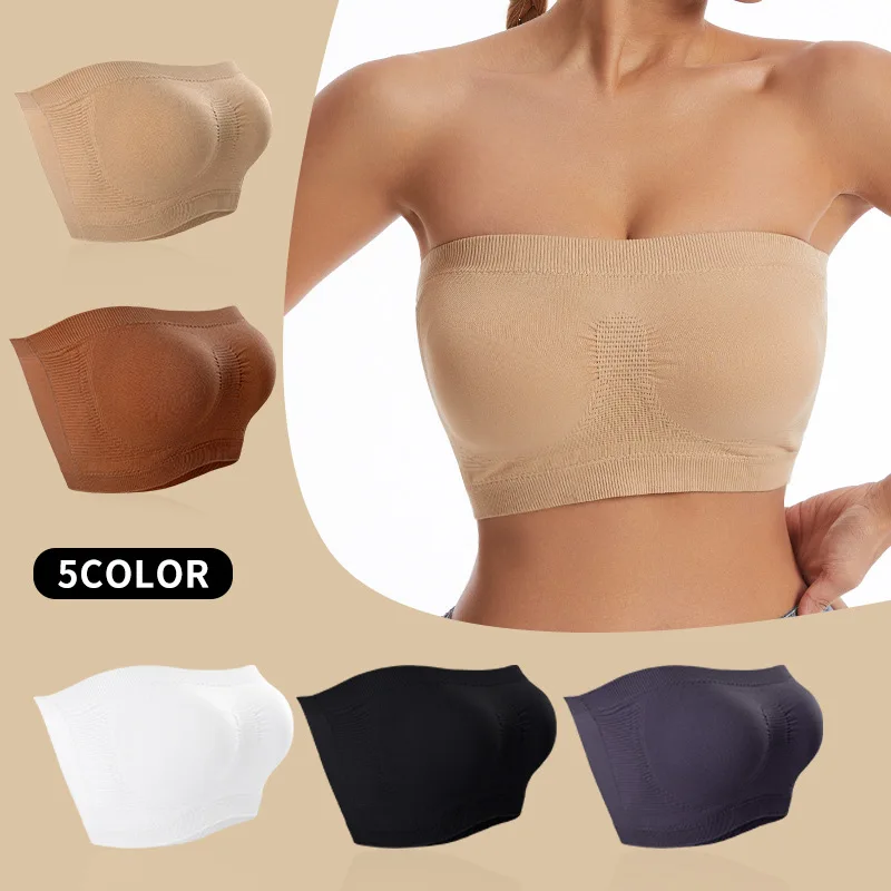 

Women's Bandeau Bra Padded Strapless Bras Seamless Bandeau Bralette Wireless Tube Top Bra Sexy Bra Wrapped Chest Strapless