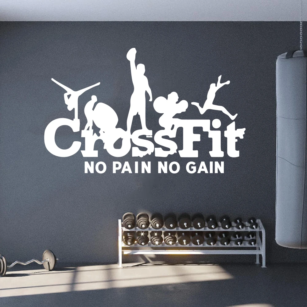 Modern Crossfit No Pain No Gain Wall Sticker Decal Fitness Gym Bodyduilding Sport Inspirational Quote  Decor