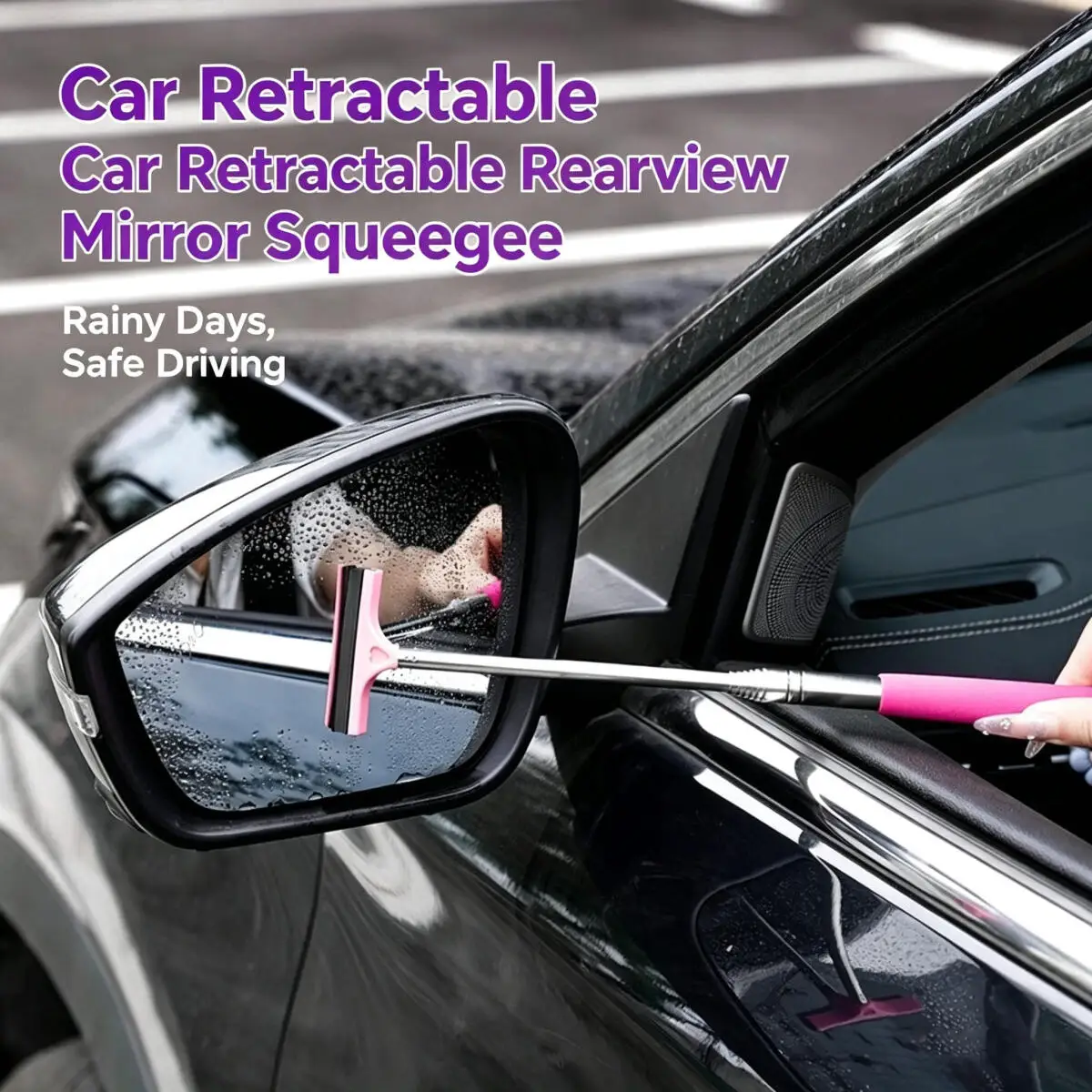 Car Rearview Mirror Wiper Cleaning Tool Auto Glass Mist Cleaner Scraper Car Accessories Handle Telescopic Window Cleaning Brush