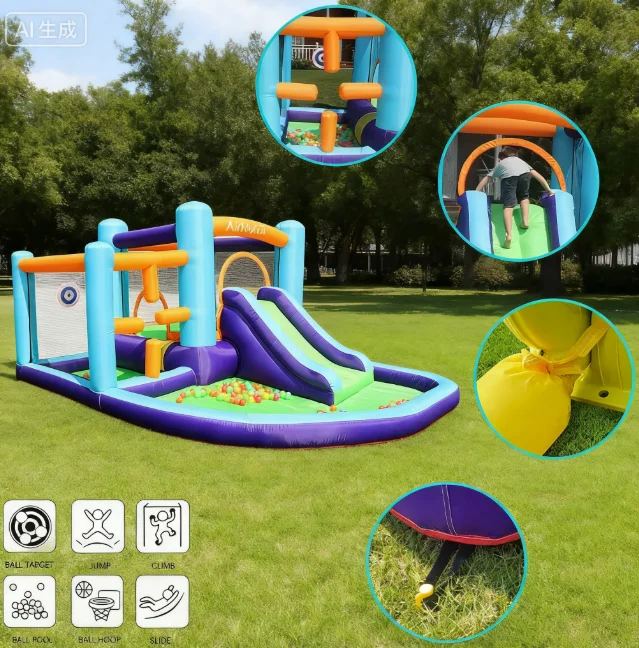 Infant Bounce House Castles Unisex Oxford Slide Bouncer for Kids Jumping Inflatable Bouncy Castle