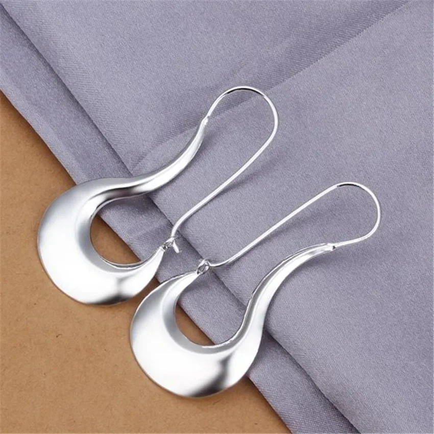 Fine Silver Plated Drop Earrings Charm for Women Jewelry Fashion Wedding Engagement Party HOOP Nice Gift