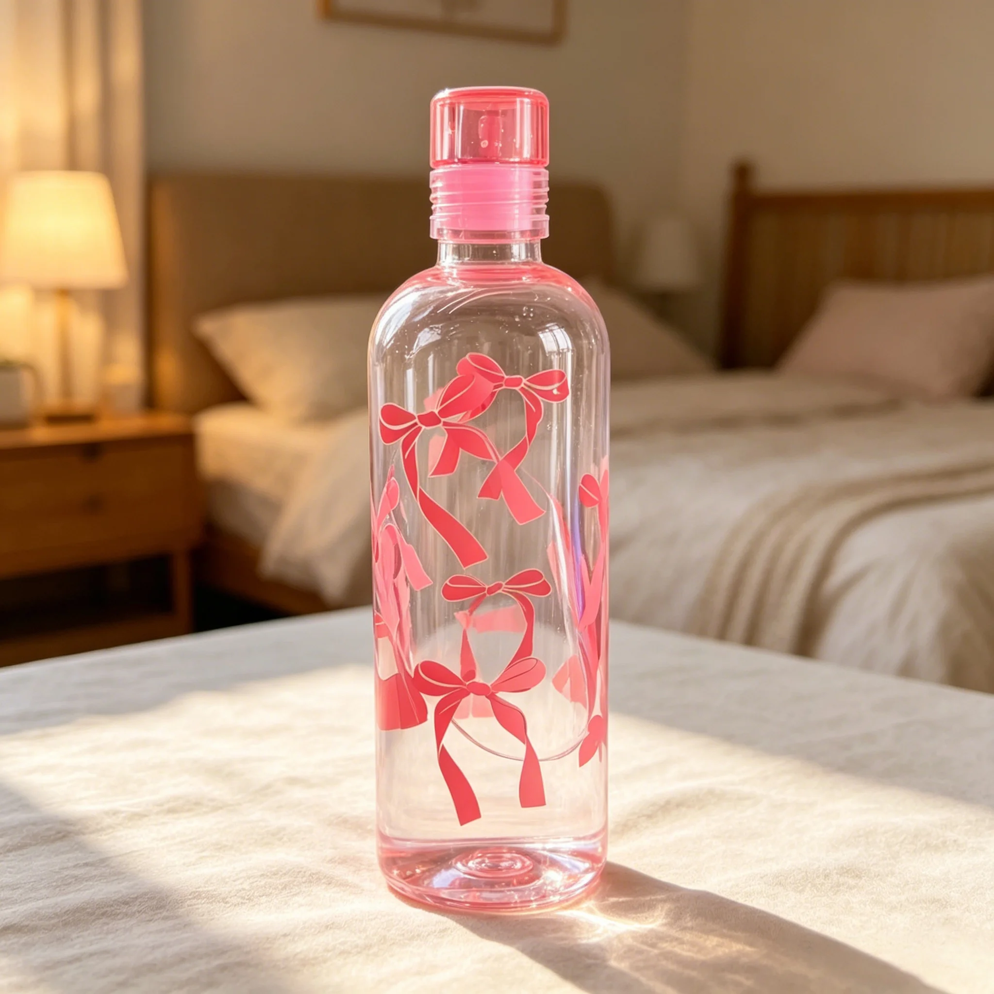 Drinkware 750ml Water Bottle Plastic Large Capacity Water Cup Bowknot With Time Scale Plastic Cups Juice Milk view 3