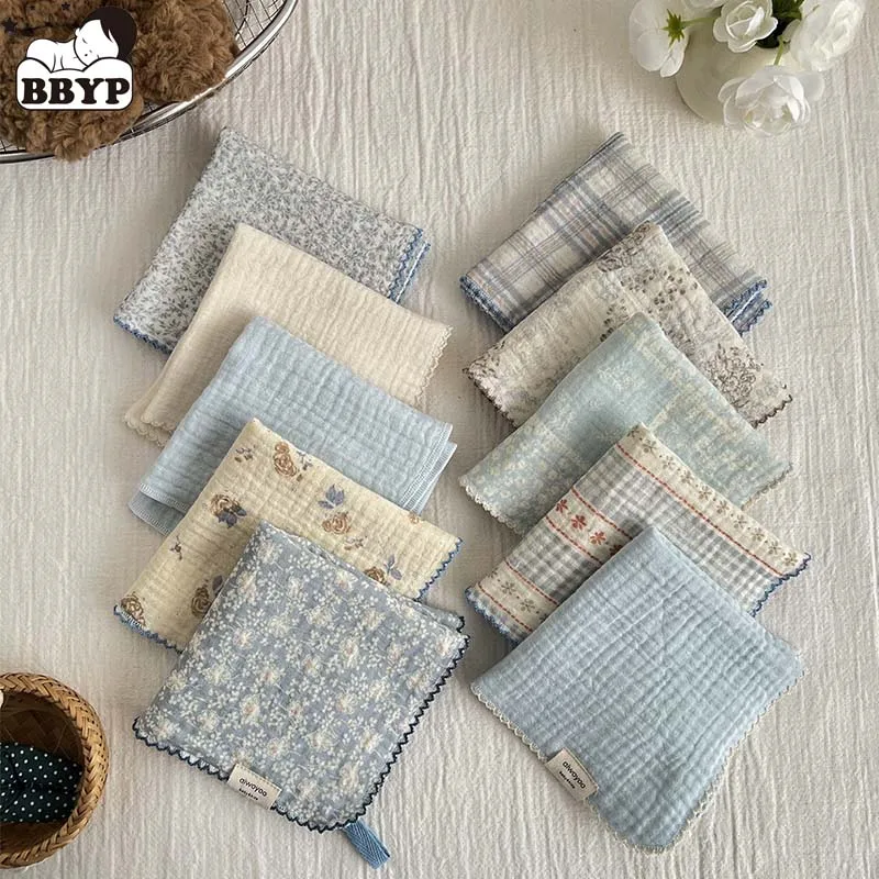 

Ins Gauze Baby Face Towel Cartoon Muslin Newborn Burp Cloth Square Towels 4 Layers Thick Kids Handkerchief Baby Washcloth