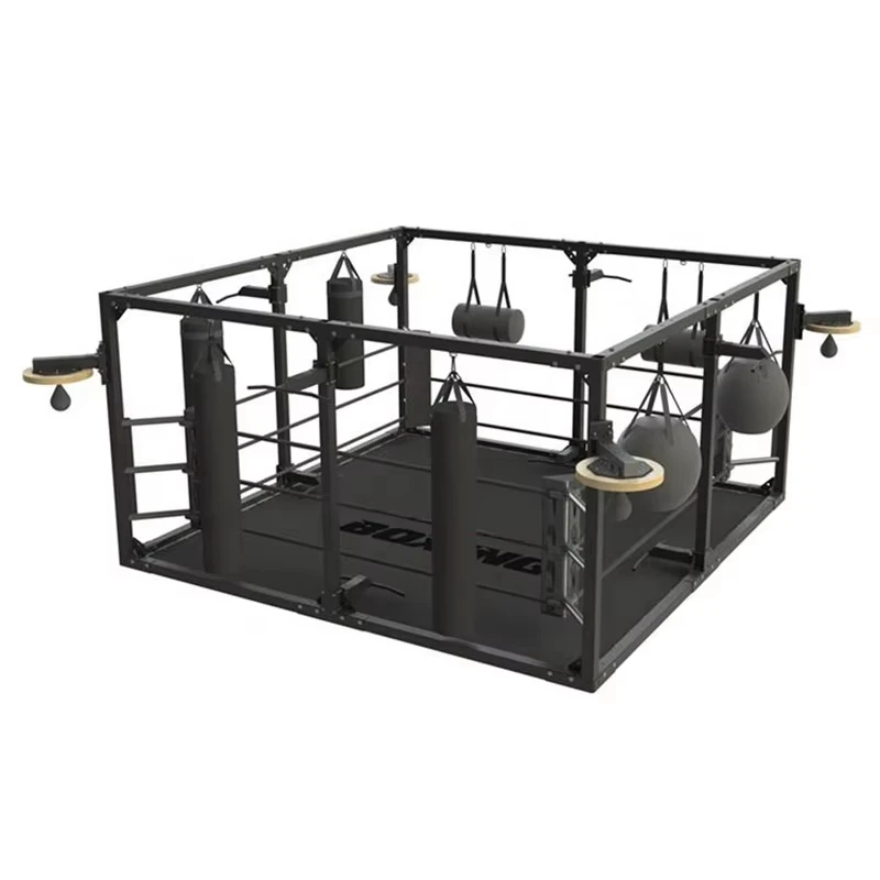 

New Multi Functional Boxing Ring with Hanging Boxing Bag Track Fitness Training Customized by Your Need Free Design