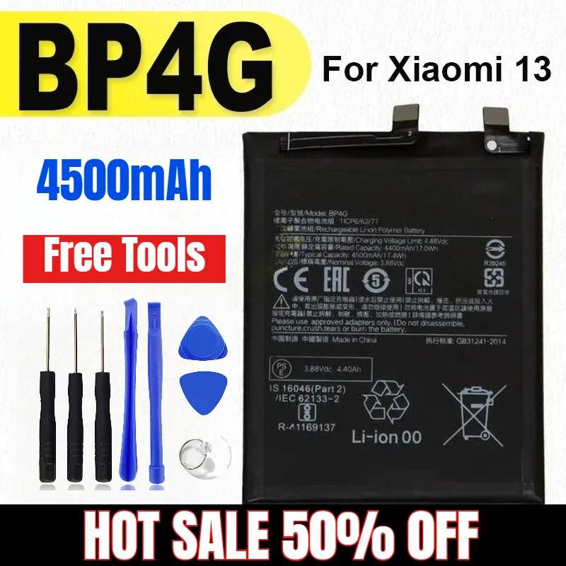 

4500mAh BP4G for Xiaomi 13 Mobile Phone Batteries + Free Tools
