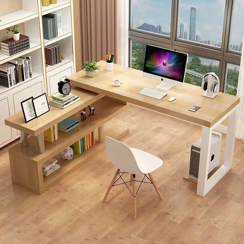 Durable Simple corner desk bookshelf integrated table bookcase simple computer desktop student home bedroom
