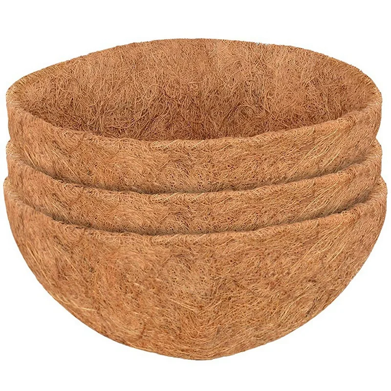 

3 Pcs Round Coconut Liner Natural Coconut Fiber Basket For Hanging Baskets Planters Flowers