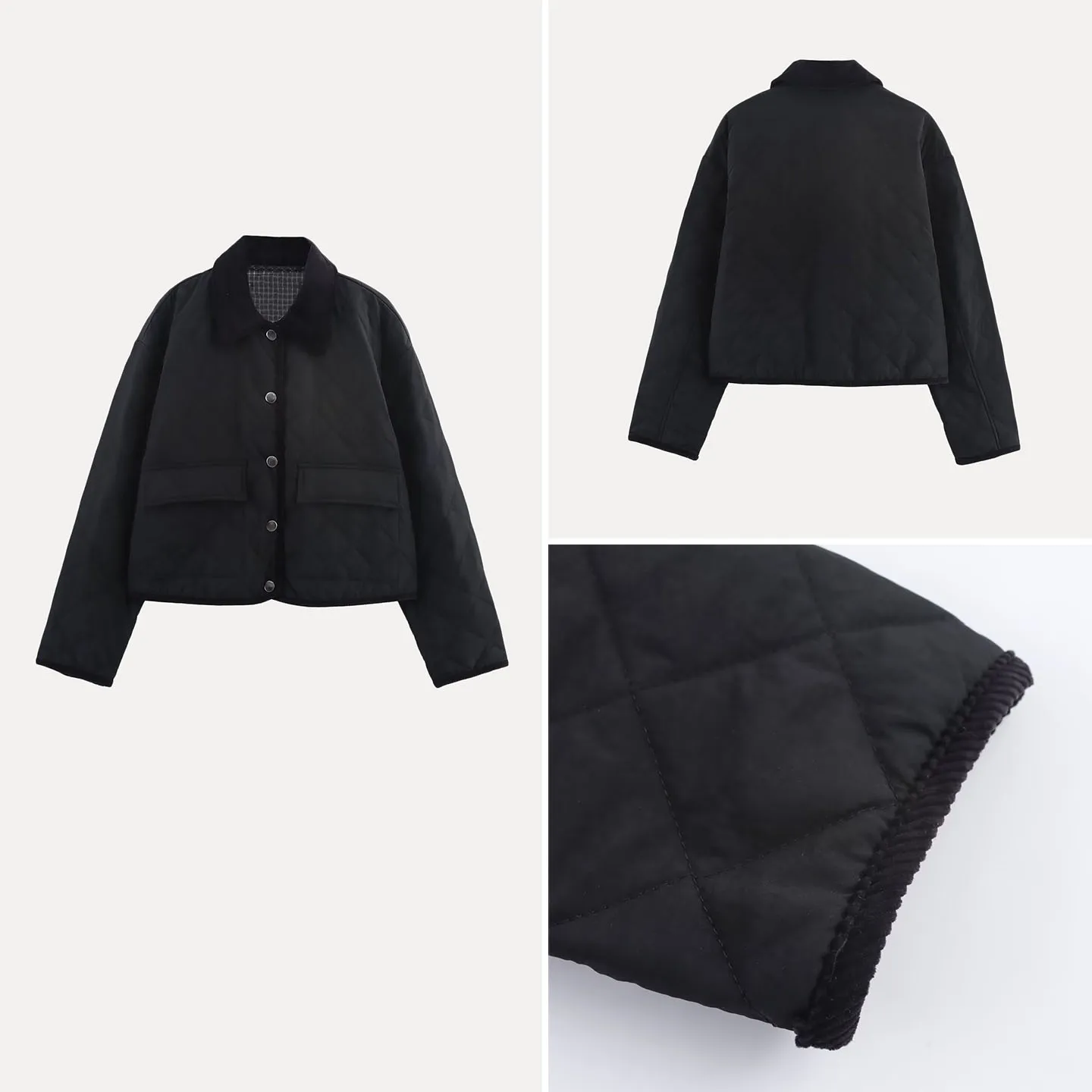 

Women's Sle Corduroy Bunting Coat Stand Collar Sewn Nylon Autumn New Arrival Casual Stand Fit ort Outerwear