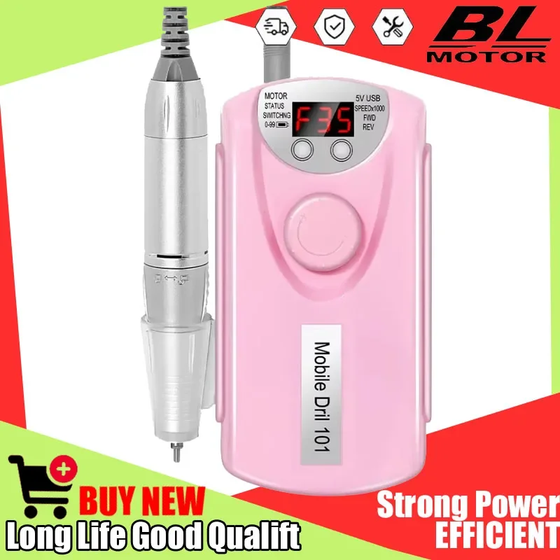 

35000RPM Nail Drill Machine for Nails Rechargeable Manicure Professional Electric Nail Drills Motor Polishe Low Noise Sander