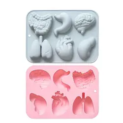 Silicone Molds Artificial Human Brain 3D Resin Epoxy Organ Mould For Halloween Party Cake Decoration DIY Gift Moulds