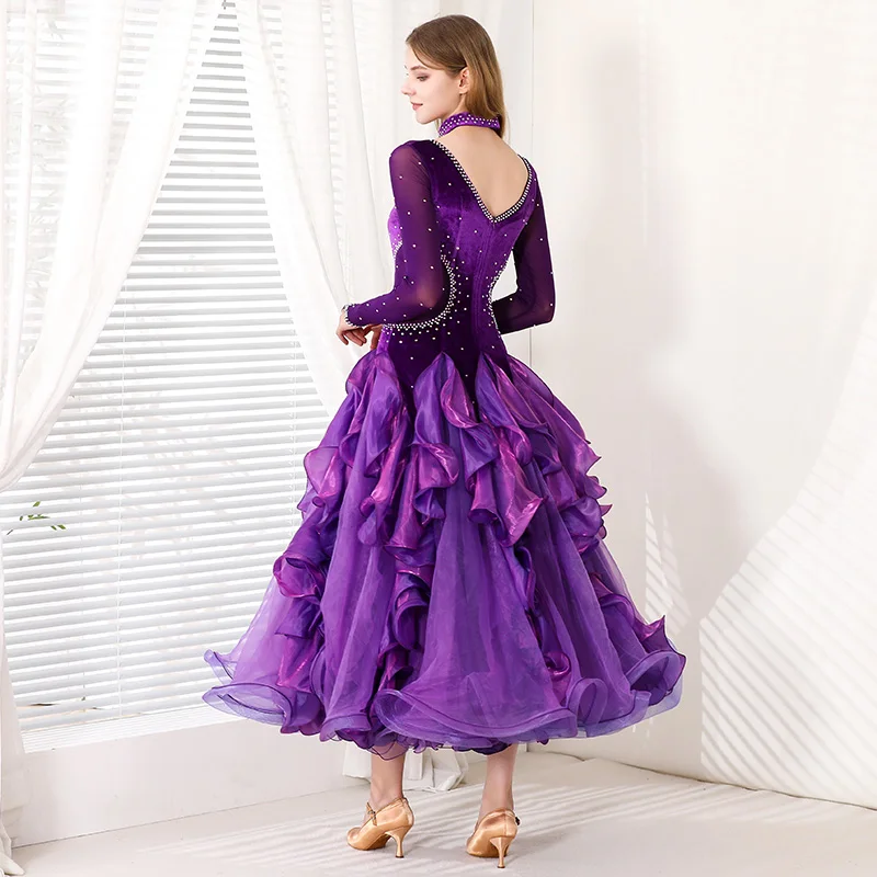 2024 Woman Modern Dance Dress National Standard Dance Waltz Dress Velvet Dress My915