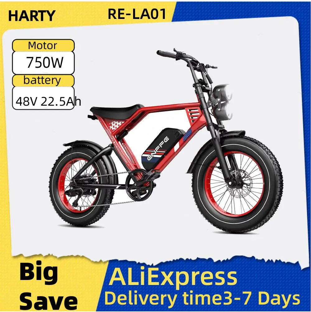 

HARTY RE-LA01 Adult electric bike 750W City ebike removable Battery 48v22.5Ah 20 inches fat tire E-Mountain bike