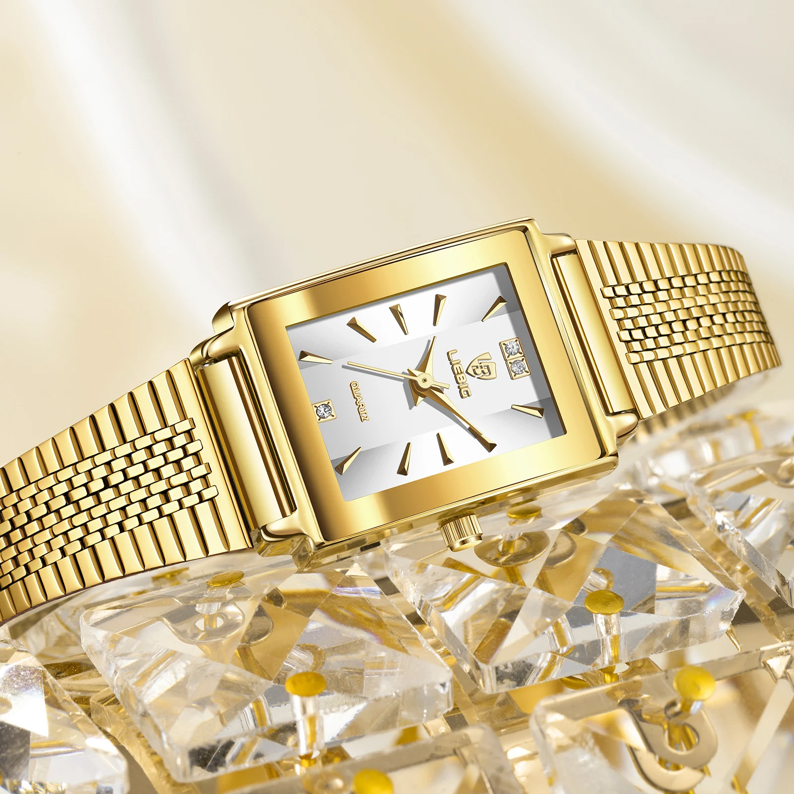 LIEBIG الفولاذ المقاوم للصدأ حزام الوقت ساعة أنيقة كوارتز ساعات المعصم بسيطة موضة ساعات أوتوماتيكية للنساء Relogio Feminino #4