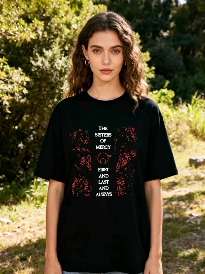The Sisters of Mercy Punk Gothic Rock Band Men's and Women's T-shirts Short Sleeved O-neck Streetwear Cotton T-shirt