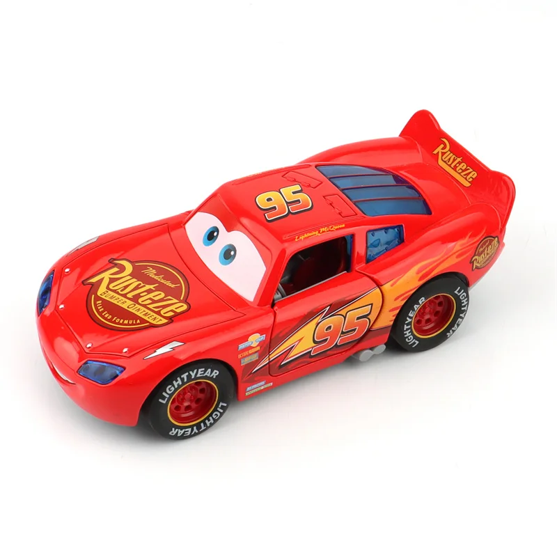 Coches Disney Pixar de gran tamaño, sonido y luz, Sheriff McQueen, vehículo extraíble de aleación 1:32, juguete, regalo de Navidad para niños