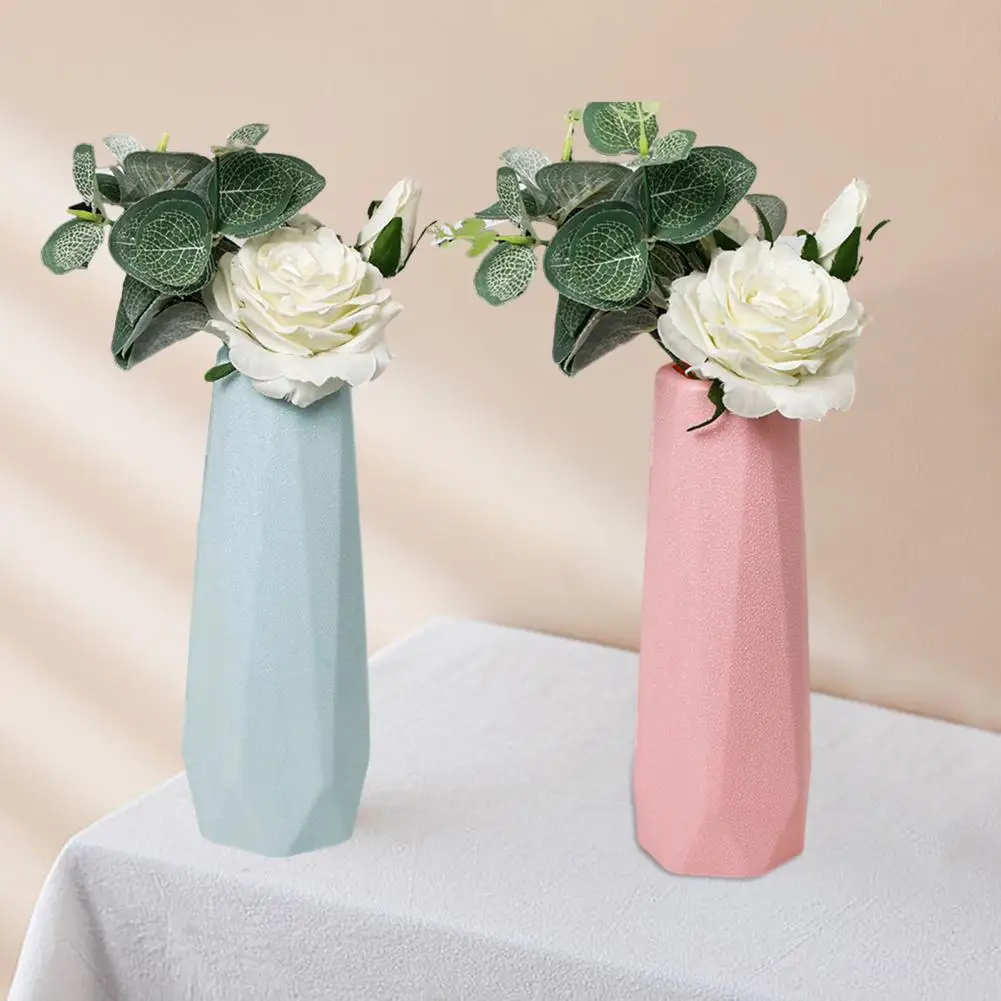 Pe Material Vase Nordic Style Plastic Vase Rhombus Shape Modern Origami Flower Pot Room Decor Elegant Flower Arrangement