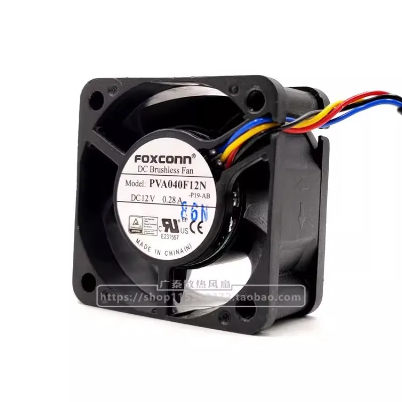 New Cooler Fan for FOXCONN 4020 12V 0.28A PVA040F12N 4-wire Temperature Controlled Chassis Silent Fan 40*40*20MM