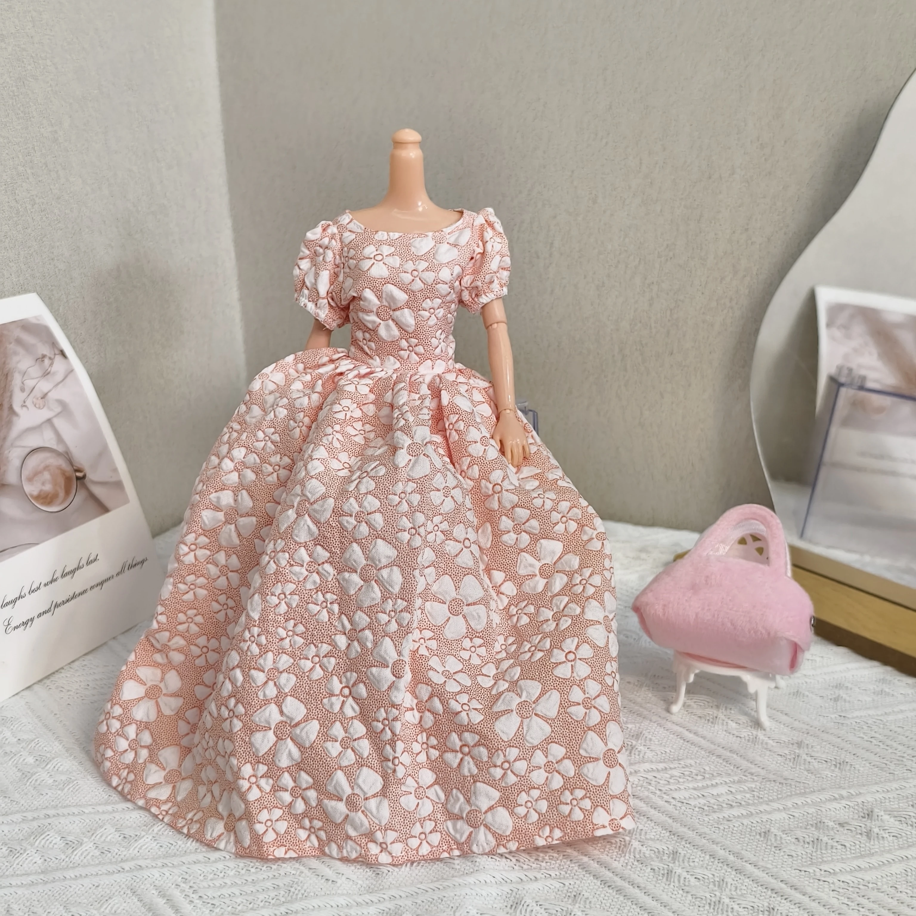 Sweet French Floral Dress Temperament Gentle Evening Gowns For 1/6 FR Supermodel Doll Dress Up 30cm Doll Clothes Accessories