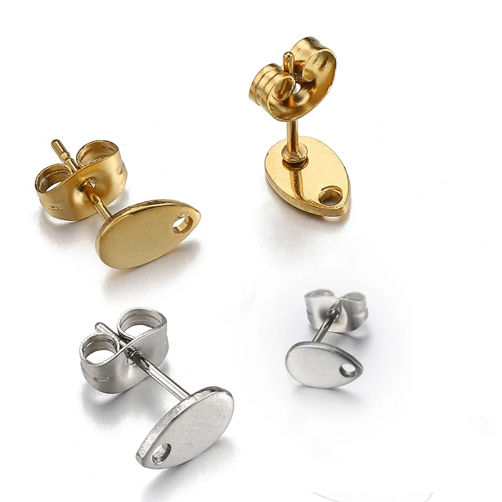 

10 шт., круглые серьги-гвоздики из нержавеющей стали для серег, основа для изготовления ювелирных изделий, сделай сам, подвески с висячими отверстиями, компоненты