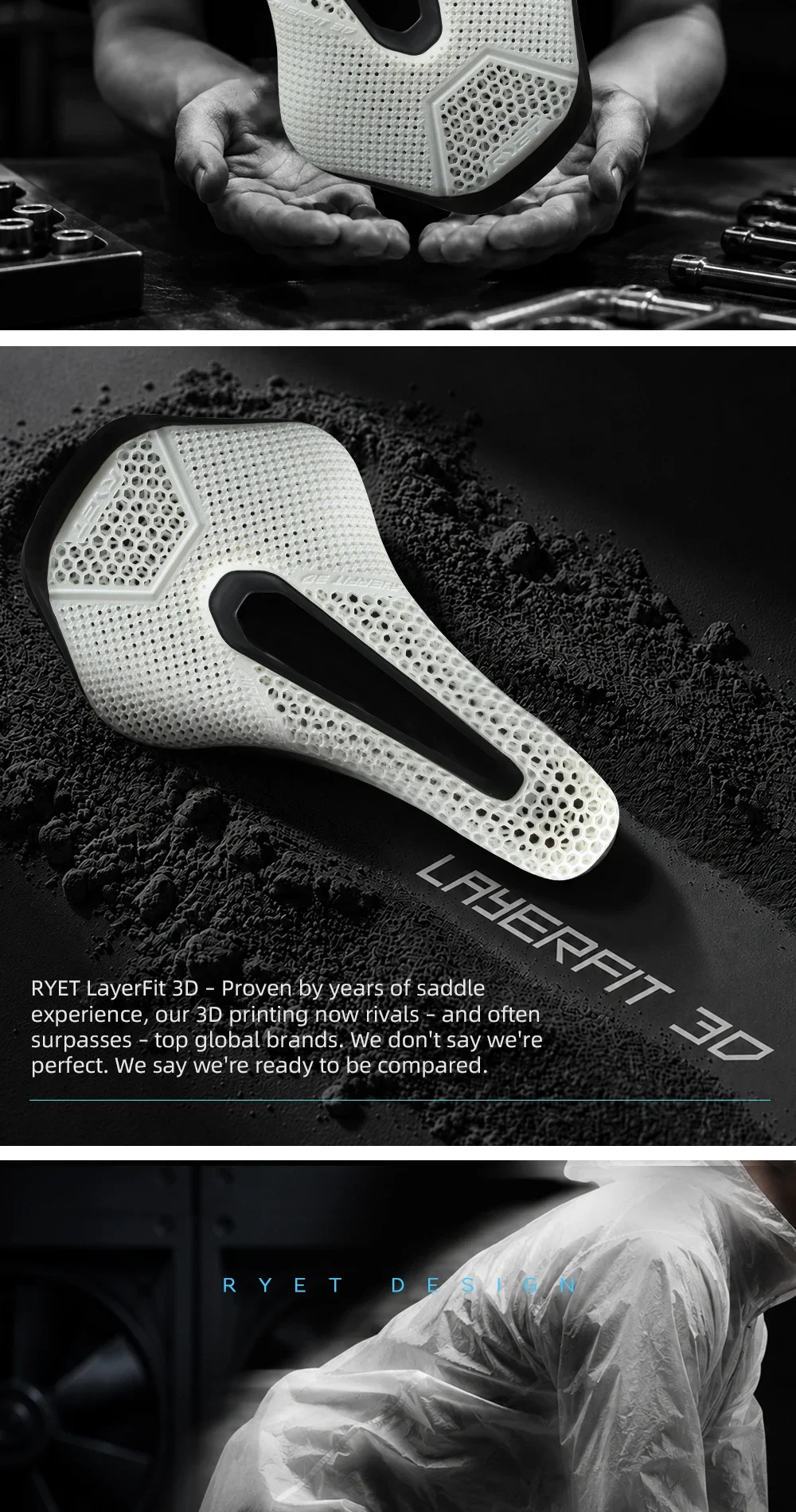 RYET 3D-Gedruckter Carbon-Fahrradsattel Ultraleicht MTB Rennrad Faser-Fahrradsitzkissen Komfortabler Belüfteter Radsitz Zubehör – Detail 9