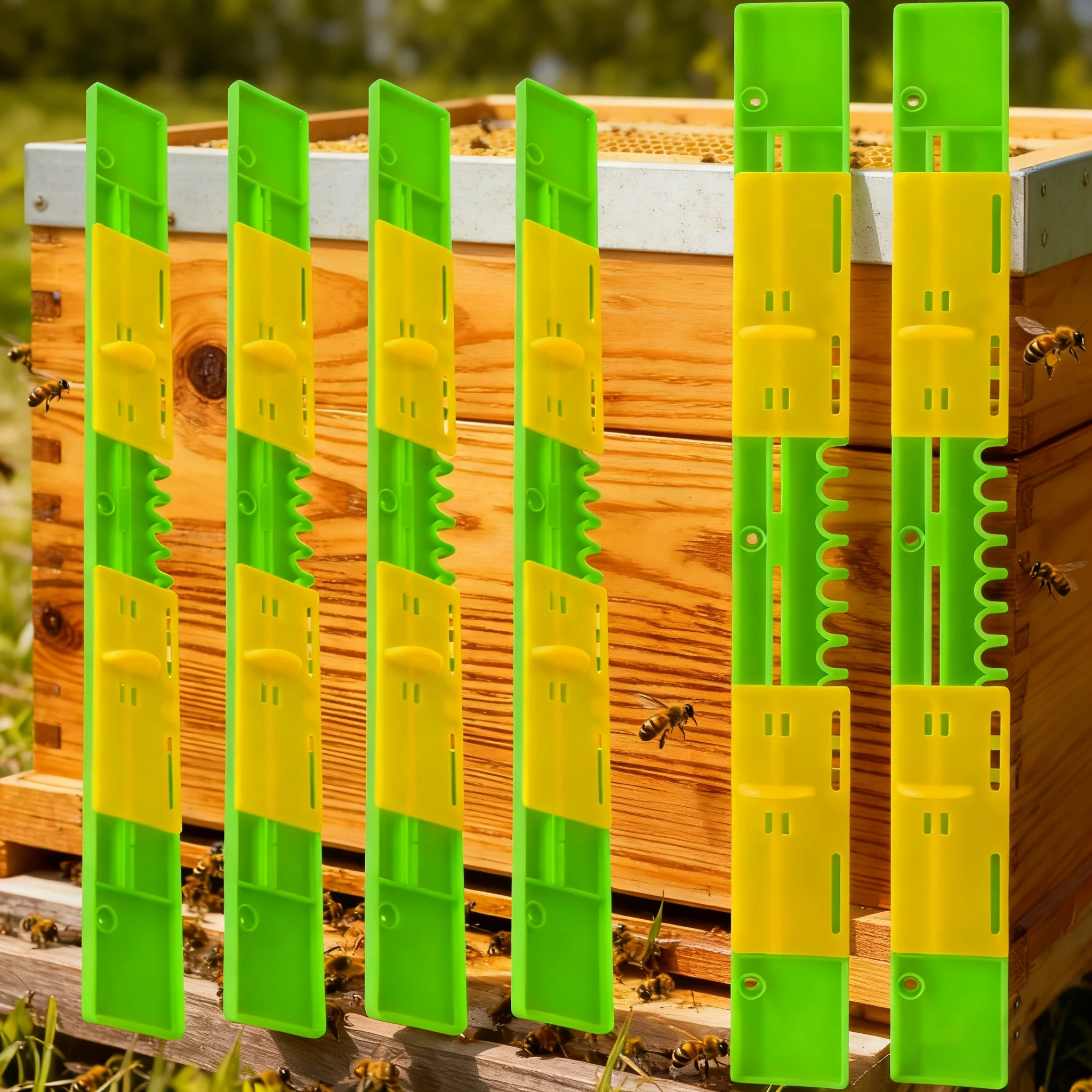 6pcs Bee Hive Entrance Reducer, Adjustable Plastic Beehive Entrance Guard, Dual Slider Door Pest Control & Swarm Beekeeping Tool
