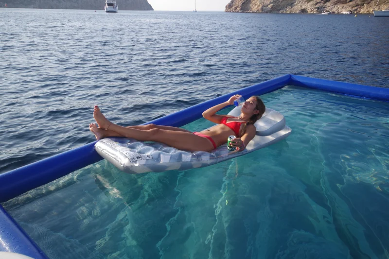 قاعدة سباحة عائمة لحمام السباحة البحري من مادة PVC قابلة للنفخ مع شبكة #3