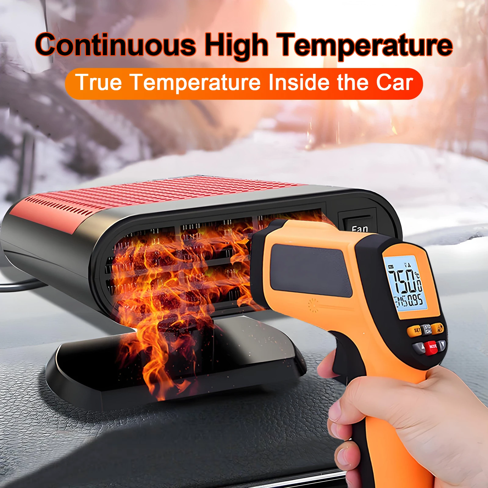 Hipacool 24V 12V Car Heater Car Windshield Fast Heating Defrost Defogger Warm Air Purification 360°Rotation Interior Accessories