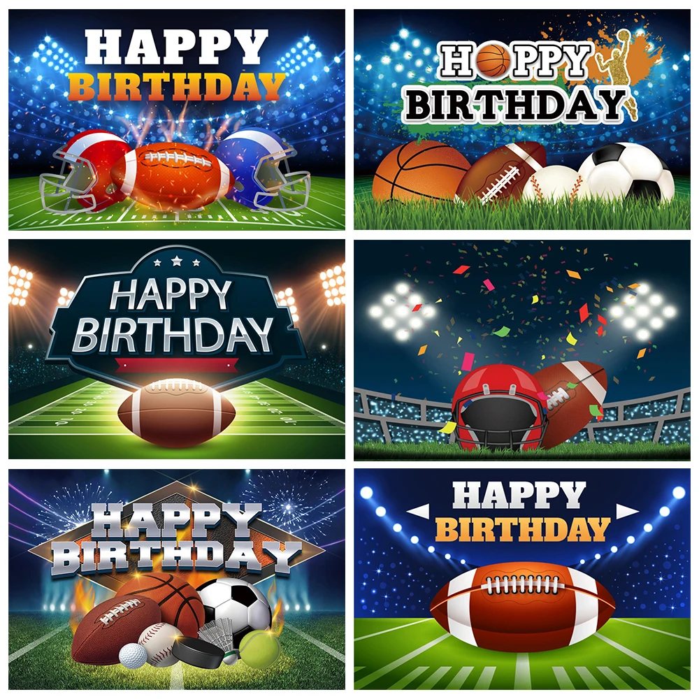 

American Football Field Photography Backdrop Happy Birthday Party Banner Decor Photo Studio Background WD-01