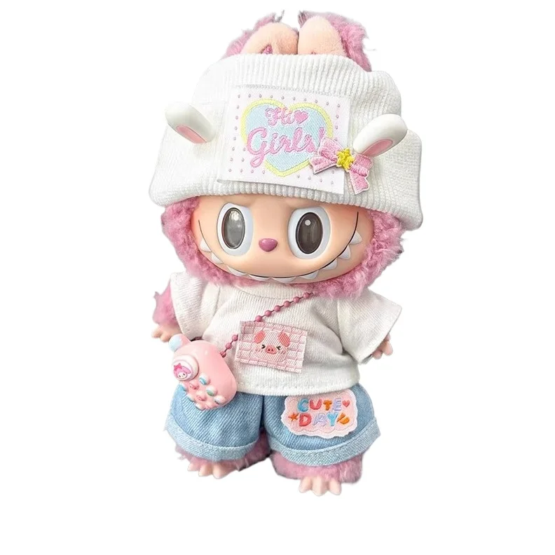 

Для 17 см v1v2 Labubu одежда Labubu сидячая вечеринка шляпа нагрудник брюки обувь куклы аксессуары милые украшения игры игрушка