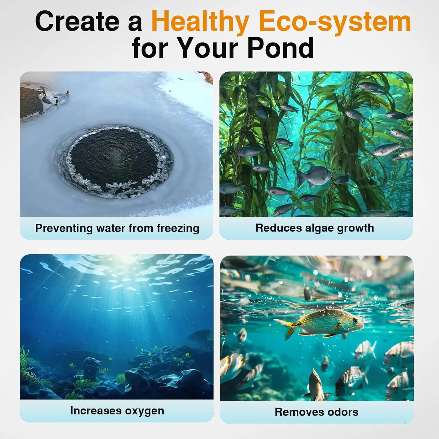 1.5 horse- ultra-efficient deep water oil-free drive 8 diffuser  pump, suitable for fish ponds and lakes under 5 acres