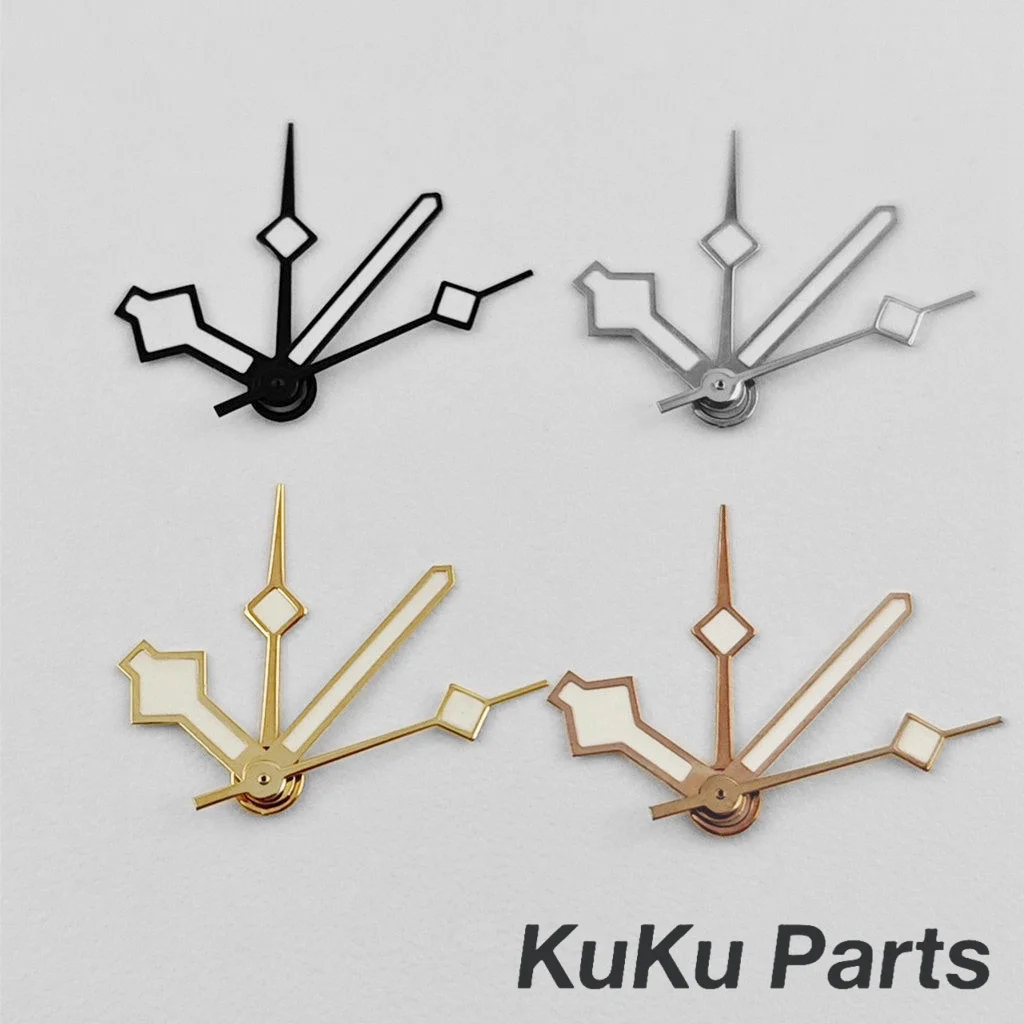 GMT NH34 Schneeflocken-Uhrzeiger, 4 Pins, NH34A 4R34 Uhren, Zeiger, GMT-Zeiger für NH34 NH35-Uhrwerk, grün leuchtende Uhrennadeln