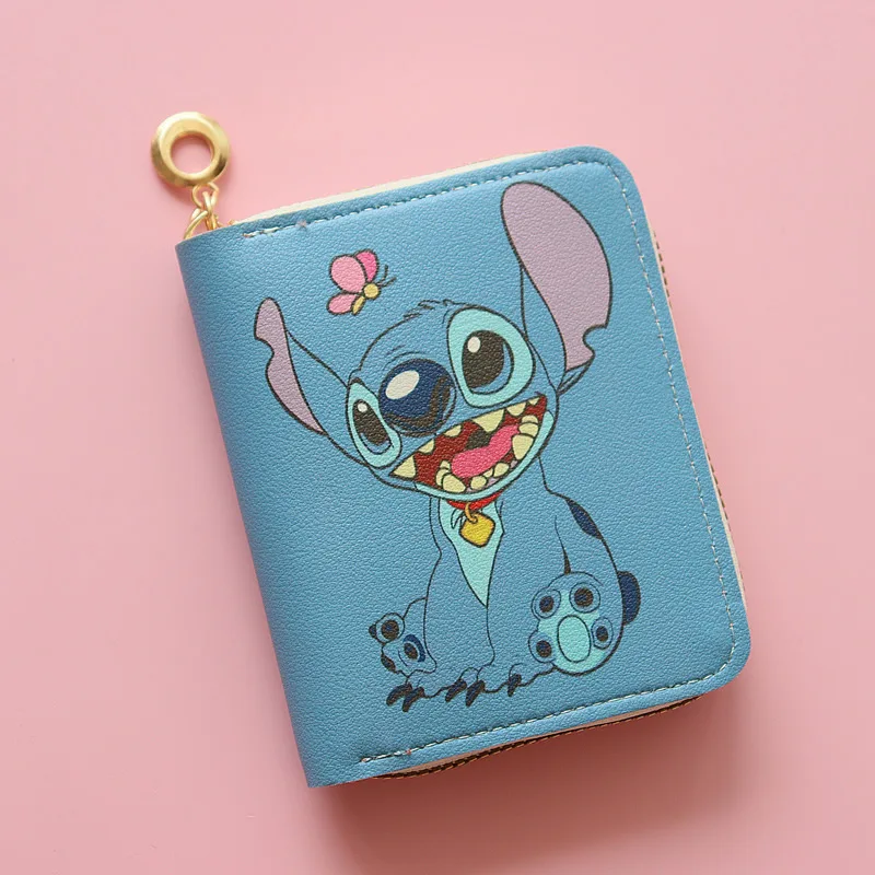 Stitch Wallet Short Zipper Print Student Cartoon Mini Wallet Coin Purse Card Holder Birthday Present Anime Figure  Disney