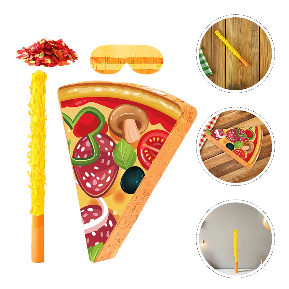 

1Set Pizza Slice Pinata Blindfold Stick Confetti Birthday Party Decoration Cinco De Mayo Games Pizza Themed Party Decorations