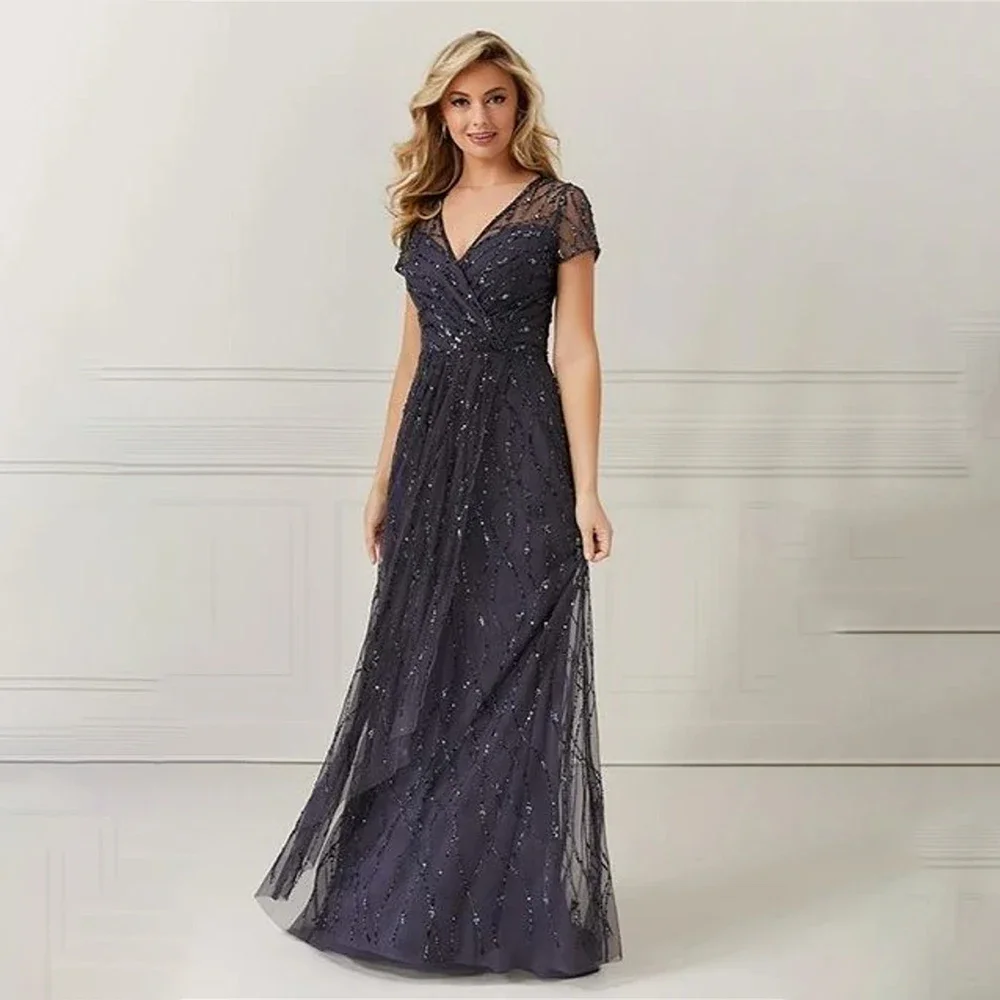 

Women's Formal Evening Gowns V Neck Short Sleeve Evening Dresses Elegant Straight Formal Party Dresses Formal Celebraty Dress