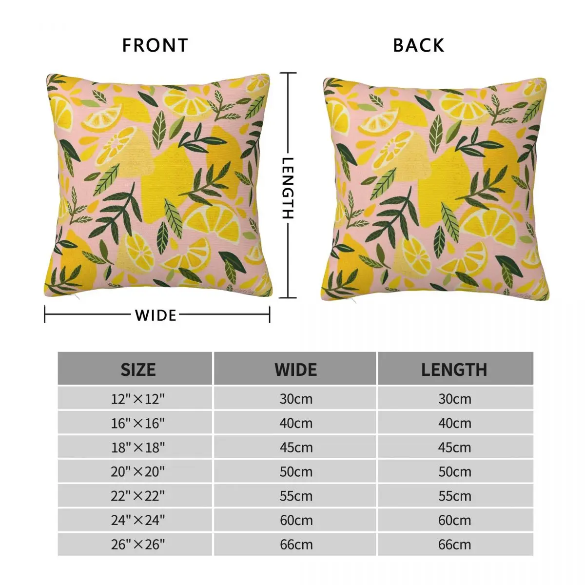 Lemon Blooms Blush Palette Square Pillowcase Polyester Linen Velvet Pattern Zip Decorative Pillow Case Room Cushion Cover 18