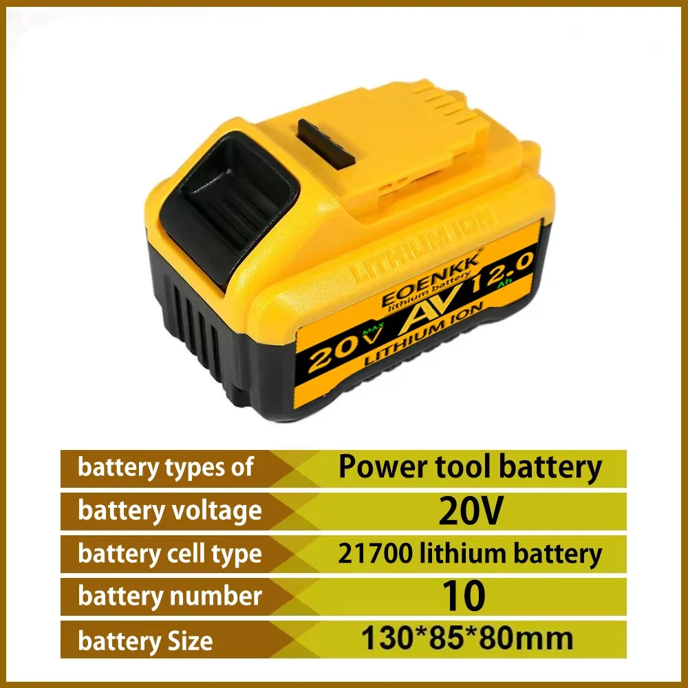 20V 12Ah 10Ah DCB203 Lithium Battery Replacement for DeWalt 18V 20V 21V olt Max  DCB112 DCB184 DCB200 DCB180DCB181DCB182 DCB201