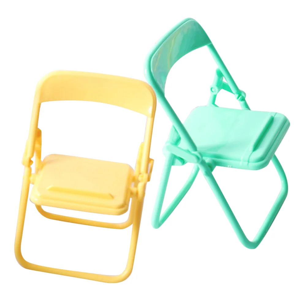 2 Pcs Furniture Dollhouse Chair Mini Wear-resistant Miniature Toy Stand Tiny Prop Decor