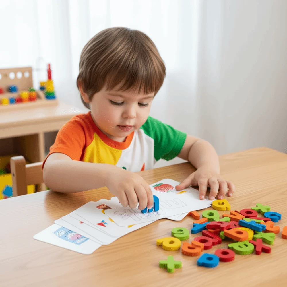 

26 English Letters Wooden Word Spelling Game Double-Sided Spelling Practice Matching Letters Toy IQ Game Portable