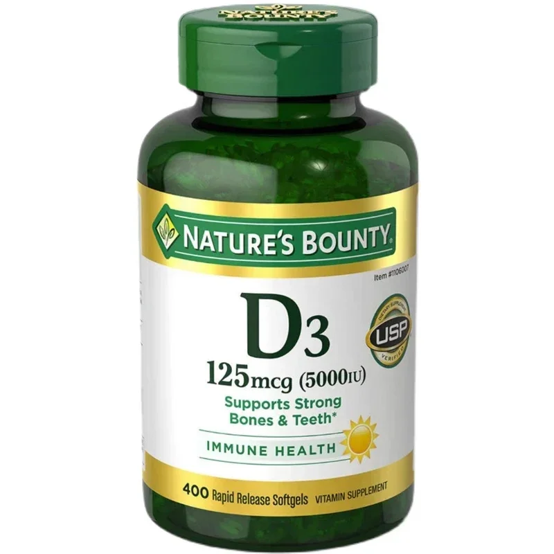 400 Pills 5000IU Vitamin D3 Soft Capsule Adult Calcium Supplement Men Women Promote Absorption Skeletal Teeth