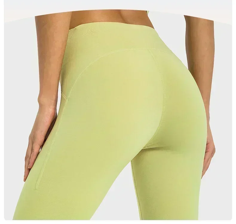 Limão-Leggings Esportivas Yoga Feminina, Calças de Ginásio de Cintura Alta, Roupa Fitness, Ténis, Calças de Treino