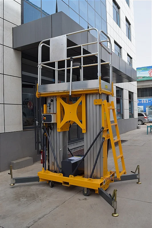 New 8m 10m 12m 250kg High End Dual Mast Hydraulic Lifting Chain Aluminum Alloy Telescopic Platform For Lift And Carry