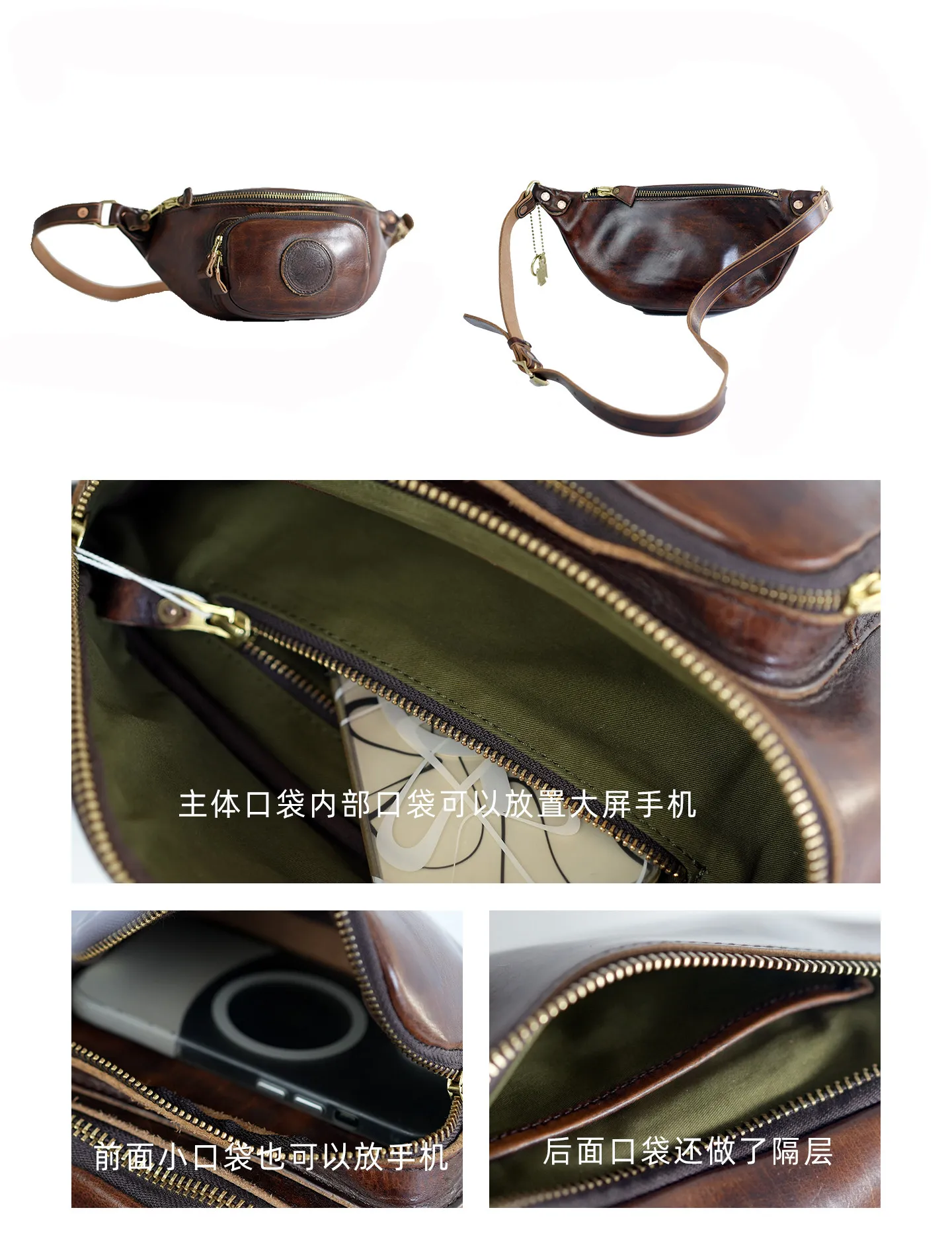 fashion sports high quality first layer cowhide men's small chest bag casual vintage genuine leather motorcycle crossbody bag